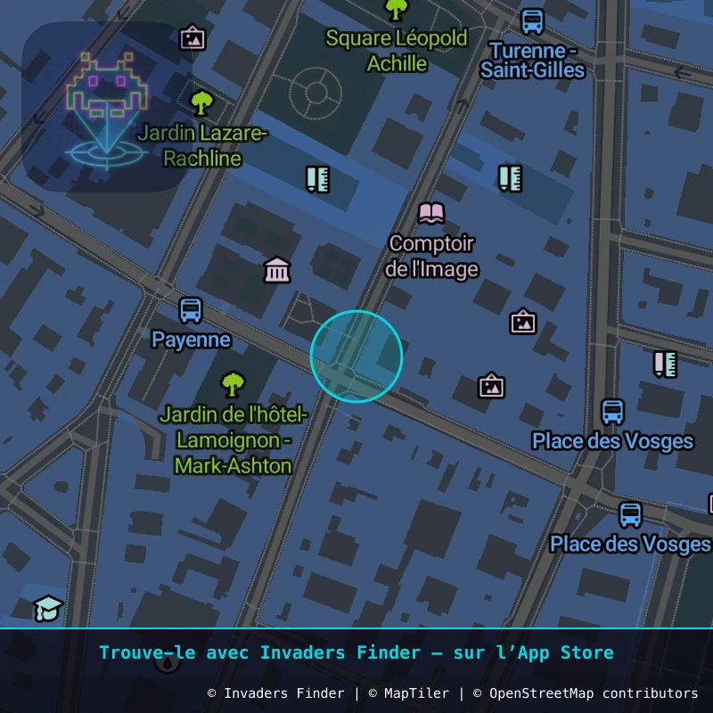 Zone approximative de l'invader PA_682, dans le quartier 4e arrondissement de Paris à Paris. Emplacement exact disponible dans l'app Invaders Finder.