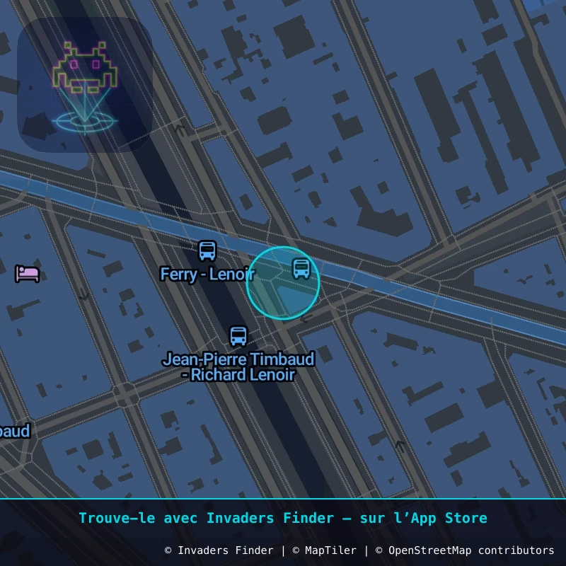 Zone approximative de l'invader PA_683, dans le quartier 11e arrondissement de Paris à Paris. Emplacement exact disponible dans l'app Invaders Finder.