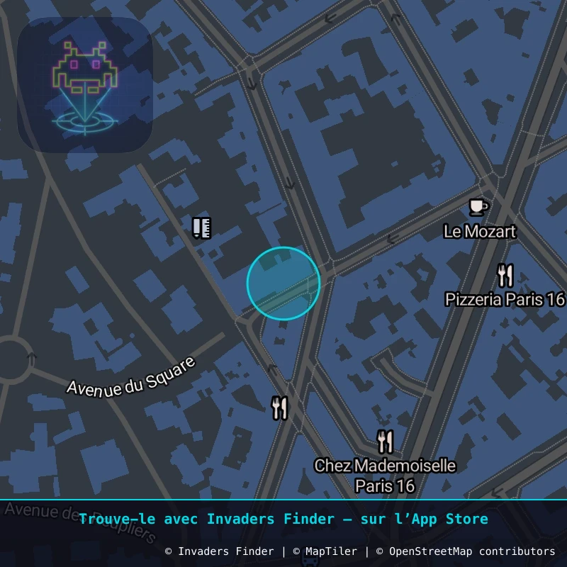 Zone approximative de l'invader PA_691, dans le quartier 16e arrondissement de Paris à Paris. Emplacement exact disponible dans l'app Invaders Finder.