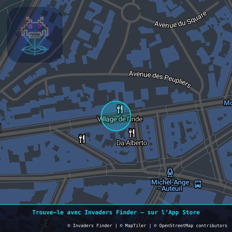 Zone approximative de l'invader PA_694, dans le quartier 16e arrondissement de Paris à Paris. Emplacement exact disponible dans l'app Invaders Finder.
