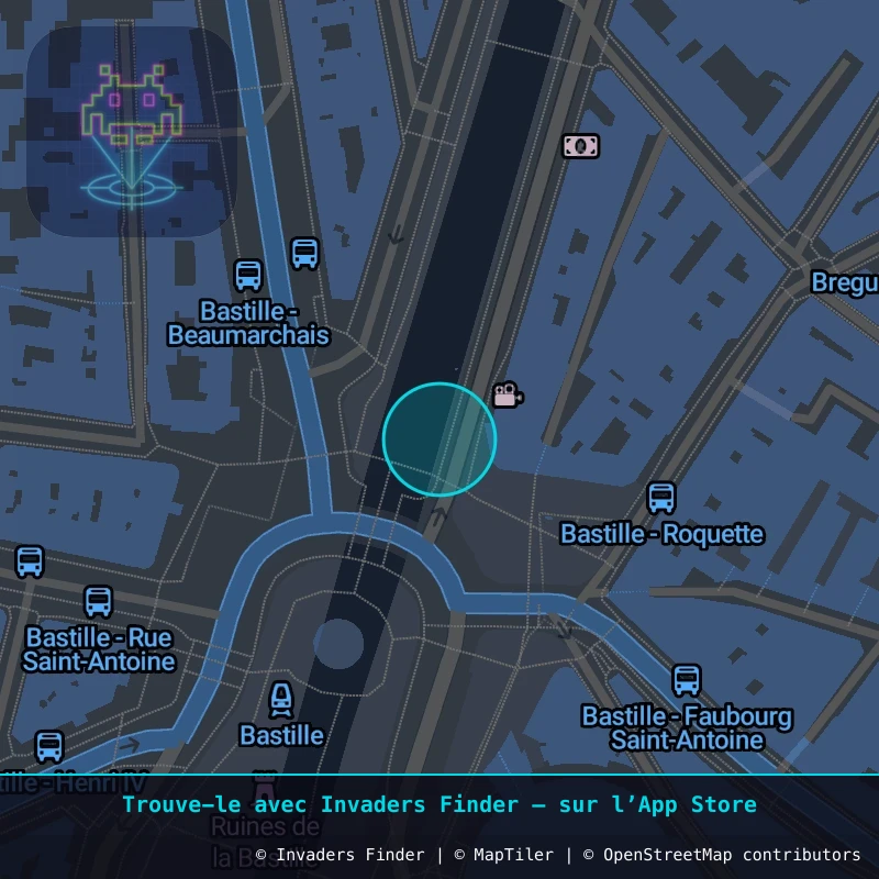 Zone approximative de l'invader PA_697, dans le quartier 11e arrondissement de Paris à Paris. Emplacement exact disponible dans l'app Invaders Finder.