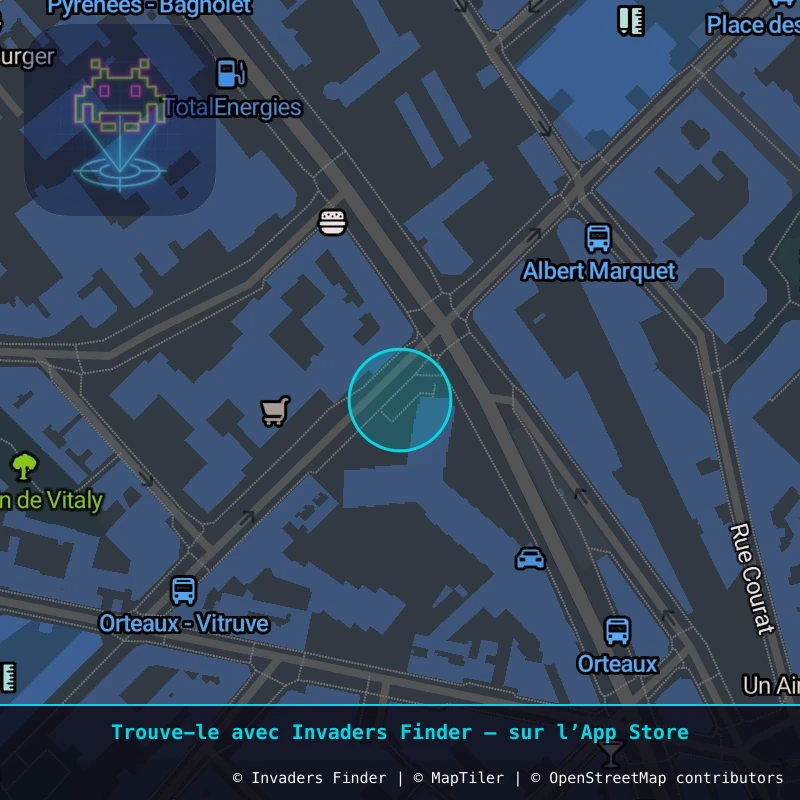 Approximate area of invader PA_699, in the 20th arrondissement, Paris area of Paris. Exact location available in the Invaders Finder app.
