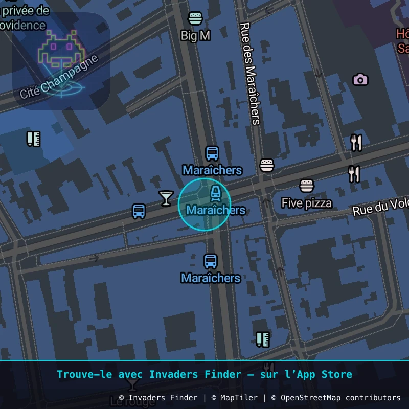 Zone approximative de l'invader PA_700, dans le quartier 20e arrondissement de Paris à Paris. Emplacement exact disponible dans l'app Invaders Finder.