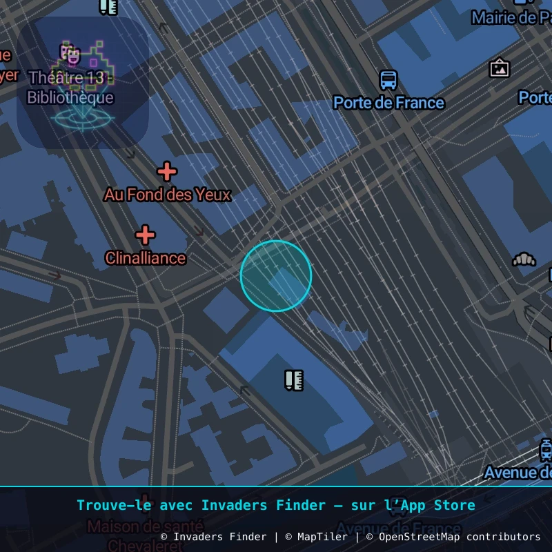 Zone approximative de l'invader PA_714, dans le quartier 13e arrondissement de Paris à Paris. Emplacement exact disponible dans l'app Invaders Finder.