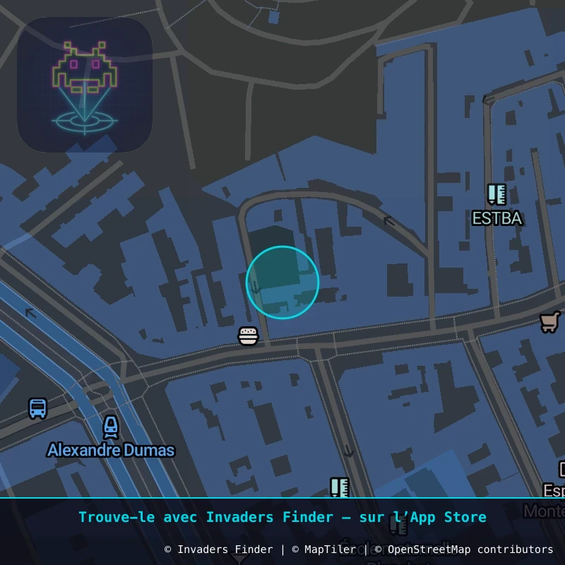 Zone approximative de l'invader PA_715, dans le quartier 20e arrondissement de Paris à Paris. Emplacement exact disponible dans l'app Invaders Finder.