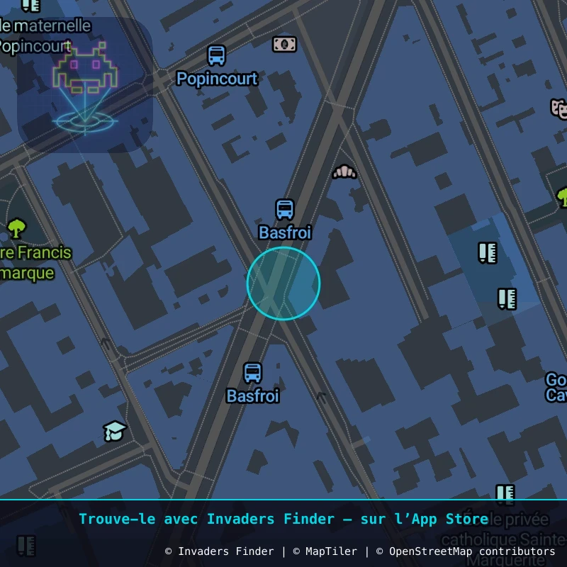 Zone approximative de l'invader PA_718, dans le quartier 11e arrondissement de Paris à Paris. Emplacement exact disponible dans l'app Invaders Finder.