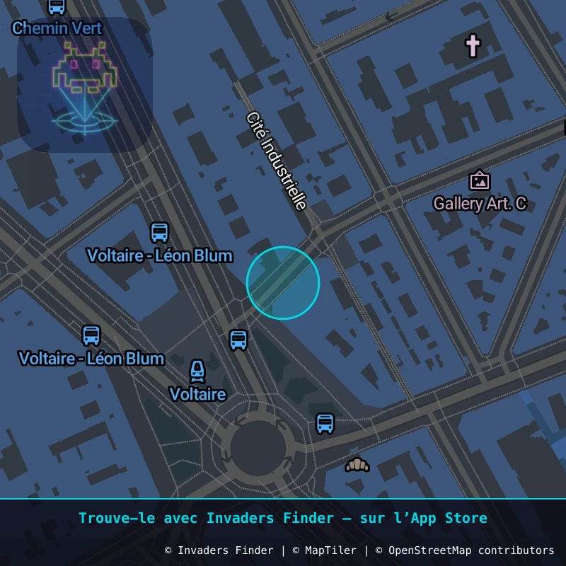 Zone approximative de l'invader PA_719, dans le quartier 11e arrondissement de Paris à Paris. Emplacement exact disponible dans l'app Invaders Finder.