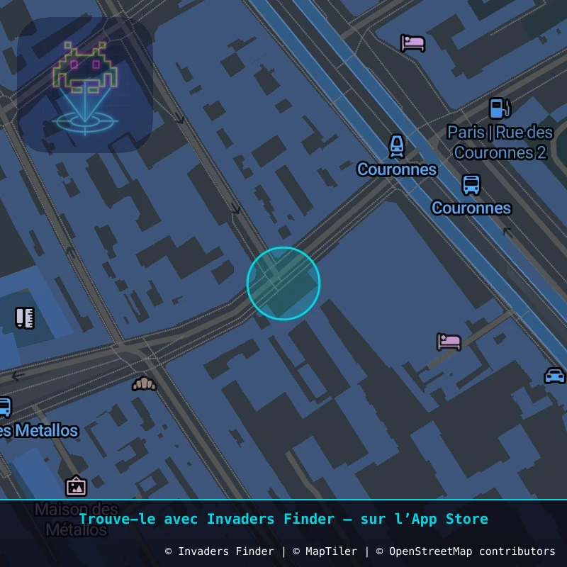 Zone approximative de l'invader PA_73, dans le quartier 11e arrondissement de Paris à Paris. Emplacement exact disponible dans l'app Invaders Finder.