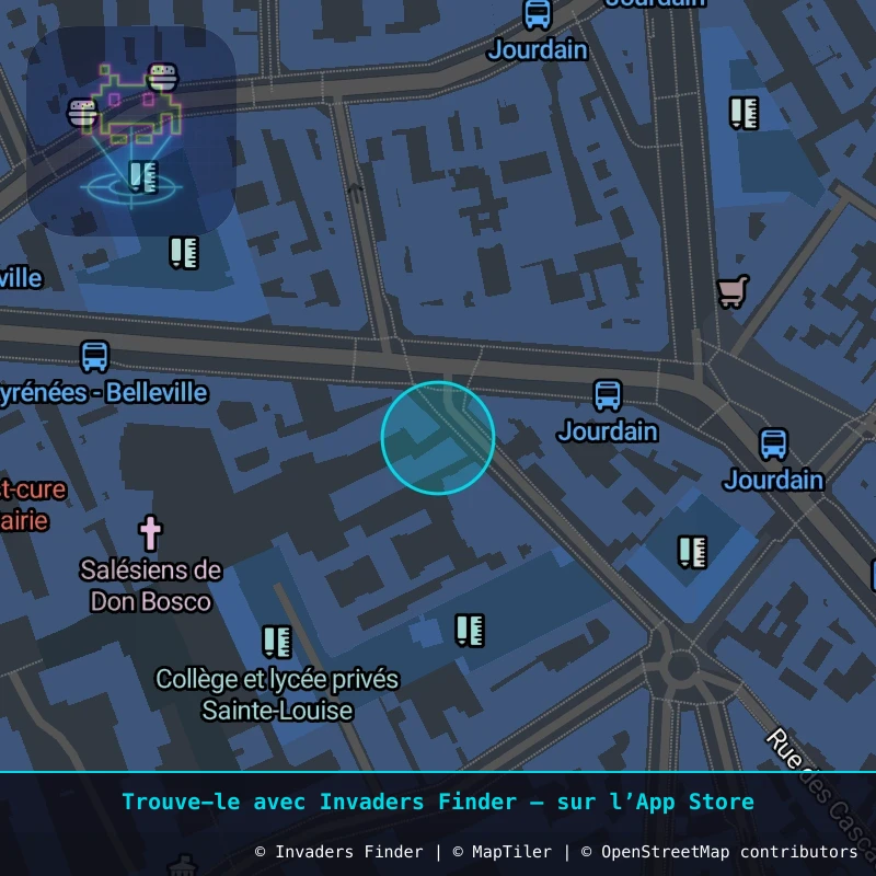 Zone approximative de l'invader PA_731, dans le quartier 20e arrondissement de Paris à Paris. Emplacement exact disponible dans l'app Invaders Finder.