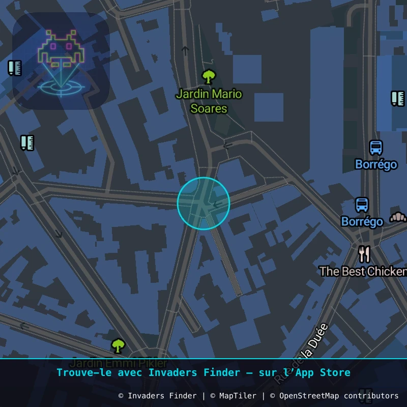 Zone approximative de l'invader PA_737, dans le quartier 20e arrondissement de Paris à Paris. Emplacement exact disponible dans l'app Invaders Finder.
