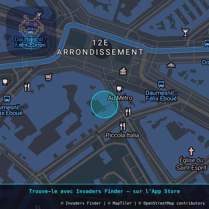 Zone approximative de l'invader PA_740, dans le quartier 12e arrondissement de Paris à Paris. Emplacement exact disponible dans l'app Invaders Finder.
