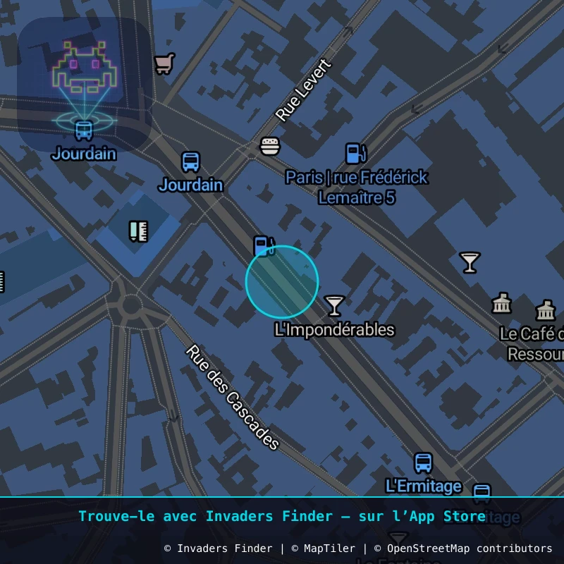 Zone approximative de l'invader PA_742, dans le quartier 20e arrondissement de Paris à Paris. Emplacement exact disponible dans l'app Invaders Finder.