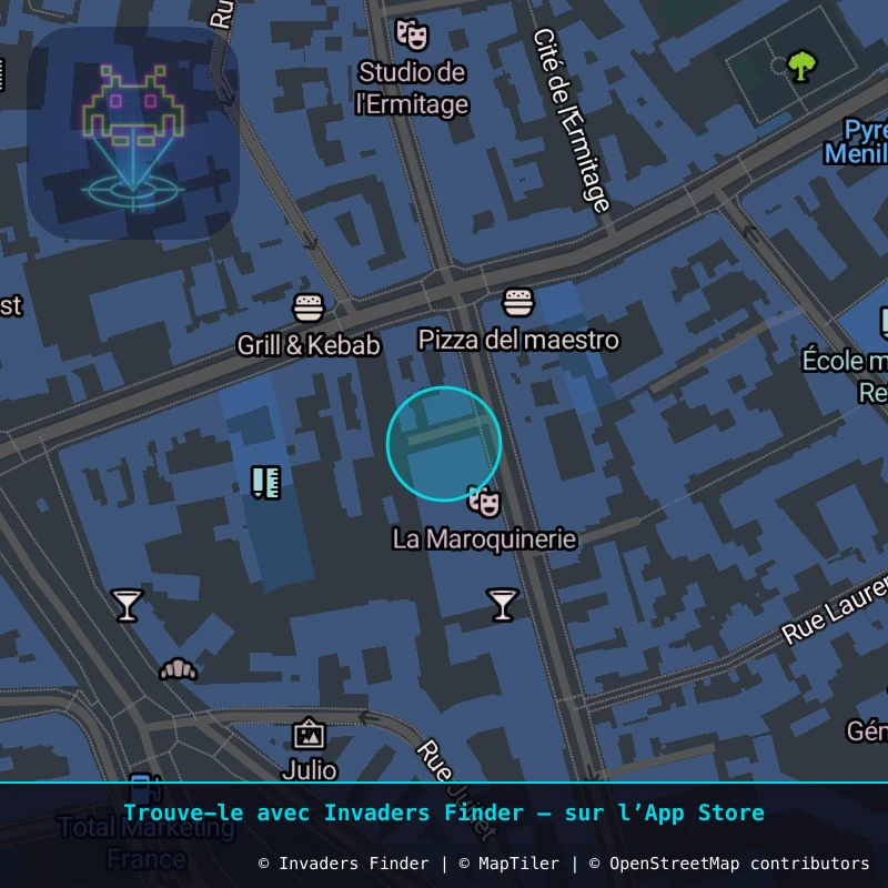 Zone approximative de l'invader PA_744, dans le quartier 20e arrondissement de Paris à Paris. Emplacement exact disponible dans l'app Invaders Finder.