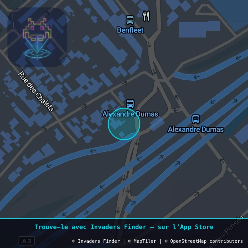 Zone approximative de l'invader PA_752, dans le quartier Paris métropolitain (PA93) à Paris. Emplacement exact disponible dans l'app Invaders Finder.