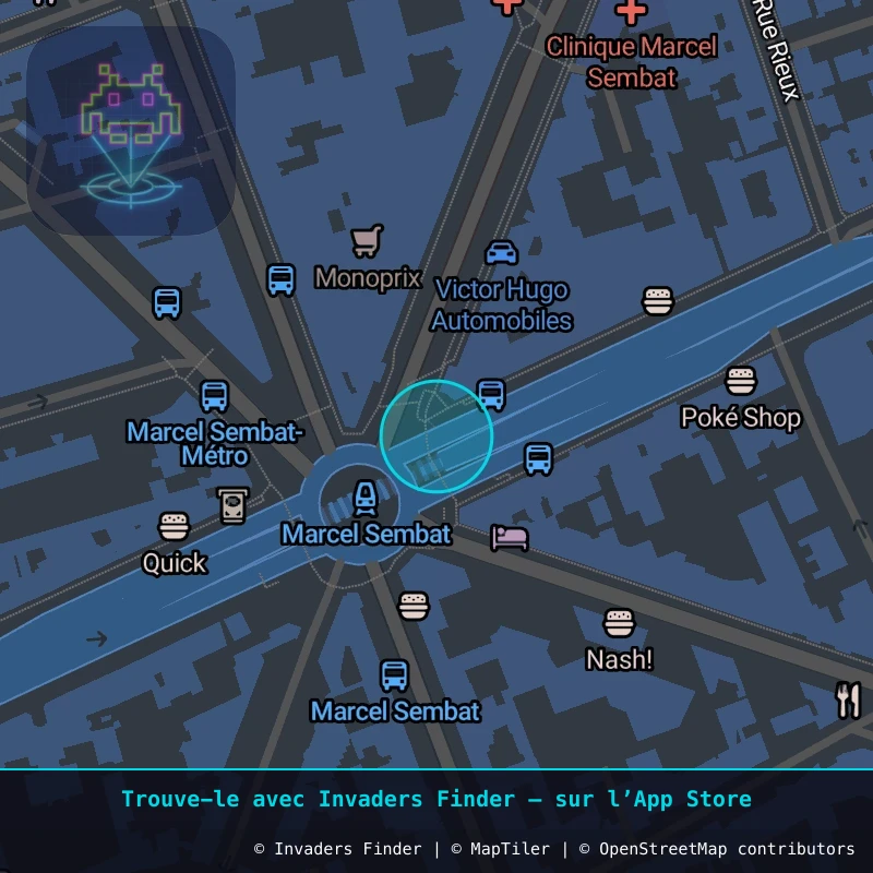 Zone approximative de l'invader PA_757, dans le quartier Paris métropolitain (PA92) à Paris. Emplacement exact disponible dans l'app Invaders Finder.