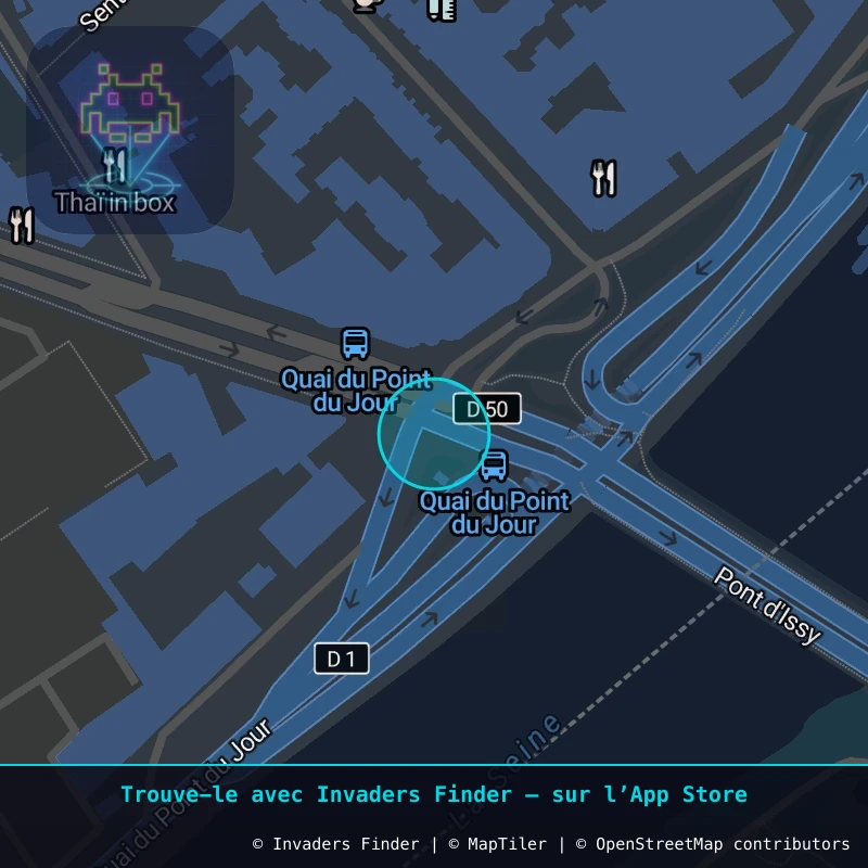 Zone approximative de l'invader PA_758, dans le quartier Paris métropolitain (PA92) à Paris. Emplacement exact disponible dans l'app Invaders Finder.