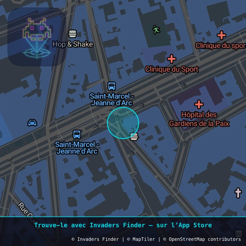 Zone approximative de l'invader PA_76, dans le quartier 13e arrondissement de Paris à Paris. Emplacement exact disponible dans l'app Invaders Finder.