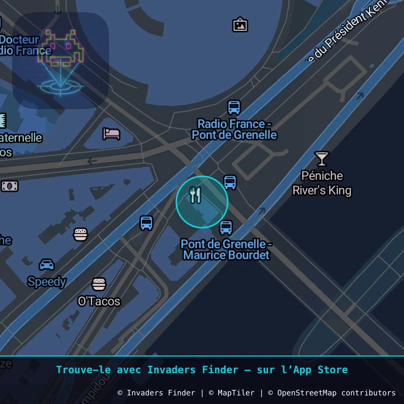 Zone approximative de l'invader PA_761, dans le quartier 16e arrondissement de Paris à Paris. Emplacement exact disponible dans l'app Invaders Finder.