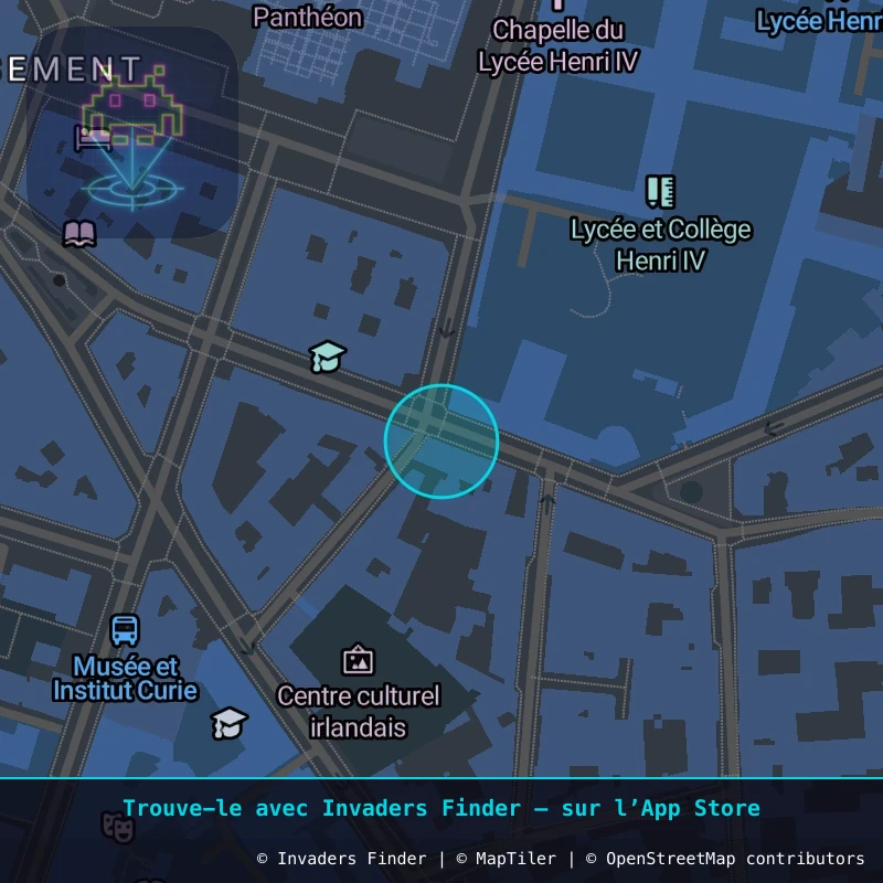 Zone approximative de l'invader PA_765, dans le quartier 5e arrondissement de Paris à Paris. Emplacement exact disponible dans l'app Invaders Finder.