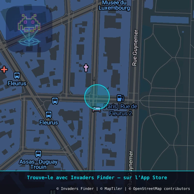 Zone approximative de l'invader PA_77, dans le quartier 6e arrondissement de Paris à Paris. Emplacement exact disponible dans l'app Invaders Finder.