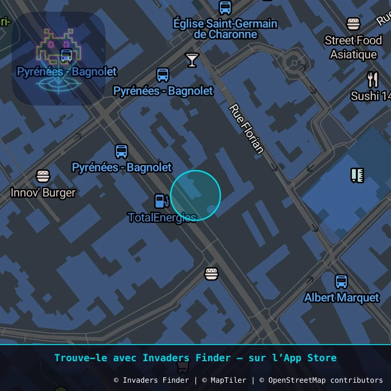 Zone approximative de l'invader PA_771, dans le quartier 20e arrondissement de Paris à Paris. Emplacement exact disponible dans l'app Invaders Finder.