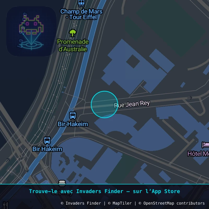 Approximate area of invader PA_772, in the 15th arrondissement, Paris area of Paris. Exact location available in the Invaders Finder app.
