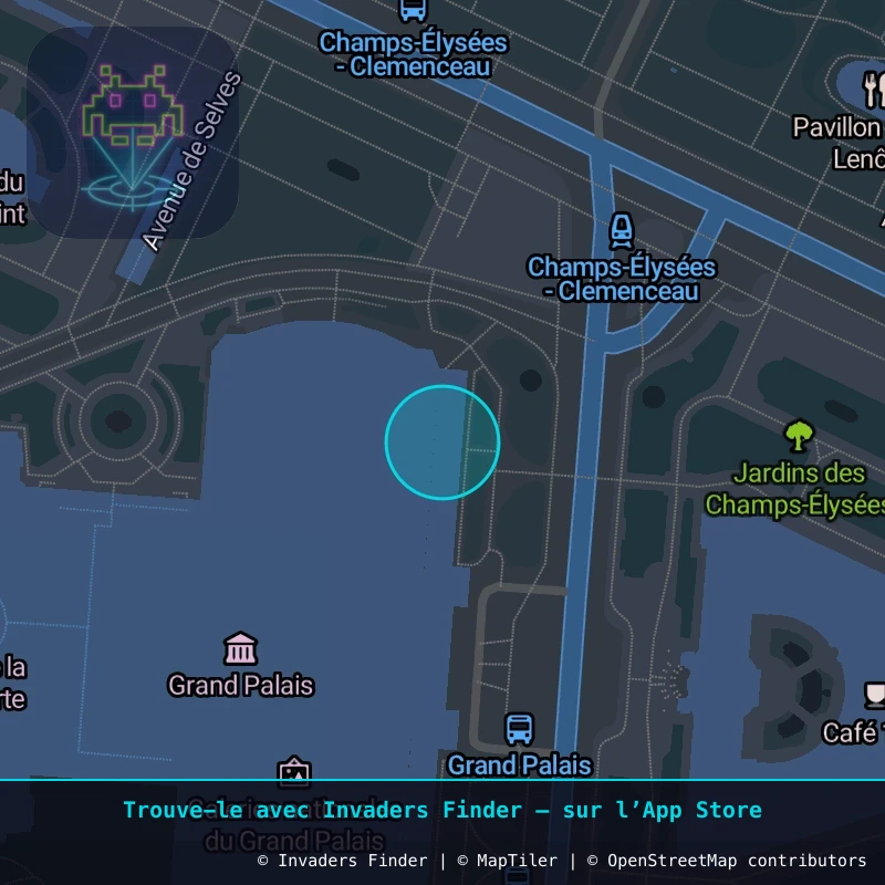 Zone approximative de l'invader PA_773, dans le quartier 8e arrondissement de Paris à Paris. Emplacement exact disponible dans l'app Invaders Finder.