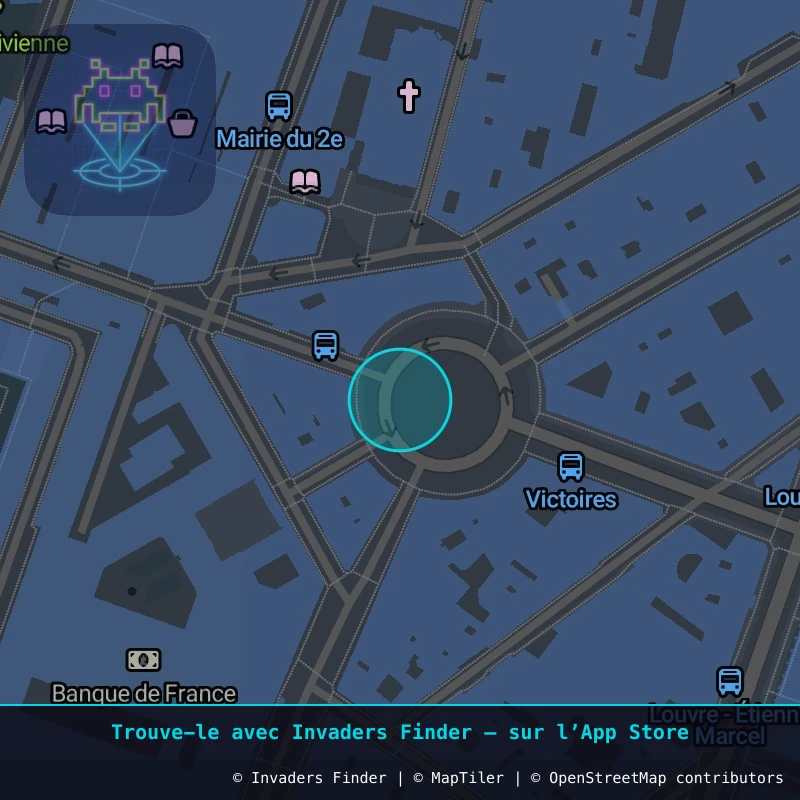 Zone approximative de l'invader PA_775, dans le quartier 1er arrondissement de Paris à Paris. Emplacement exact disponible dans l'app Invaders Finder.