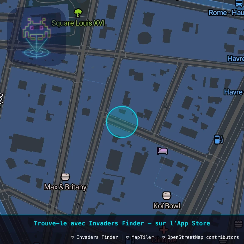 Zone approximative de l'invader PA_776, dans le quartier 8e arrondissement de Paris à Paris. Emplacement exact disponible dans l'app Invaders Finder.