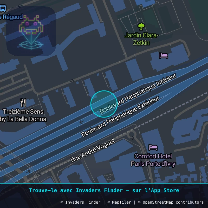 Zone approximative de l'invader PA_778, dans le quartier 13e arrondissement de Paris à Paris. Emplacement exact disponible dans l'app Invaders Finder.