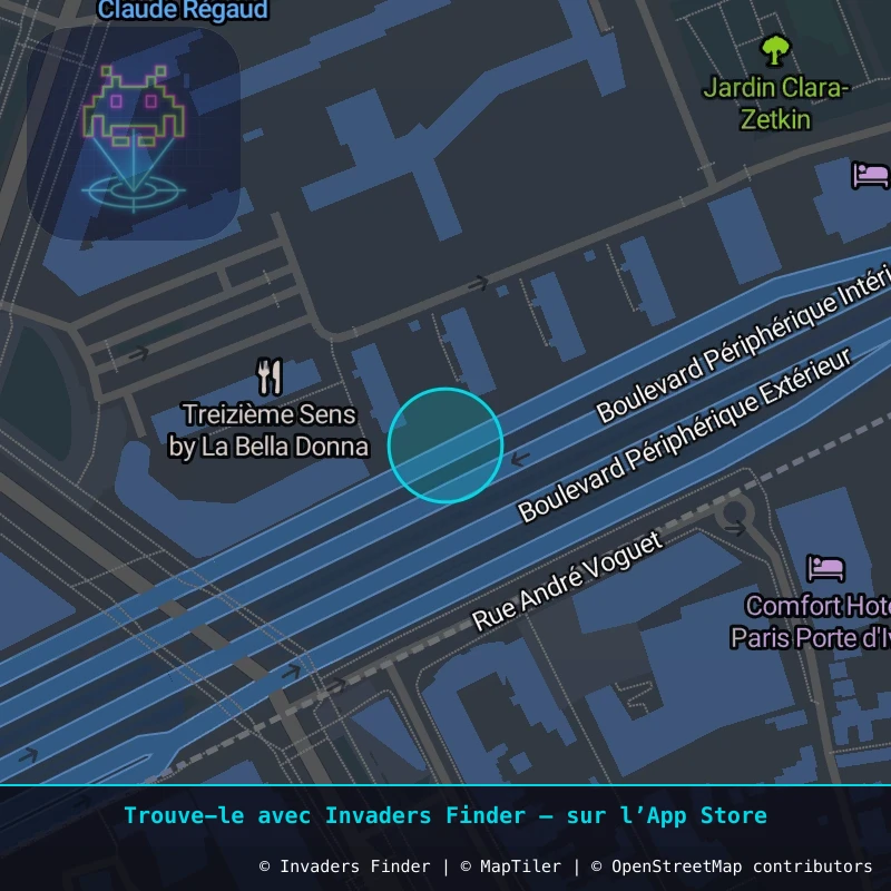 Zone approximative de l'invader PA_779, dans le quartier 13e arrondissement de Paris à Paris. Emplacement exact disponible dans l'app Invaders Finder.