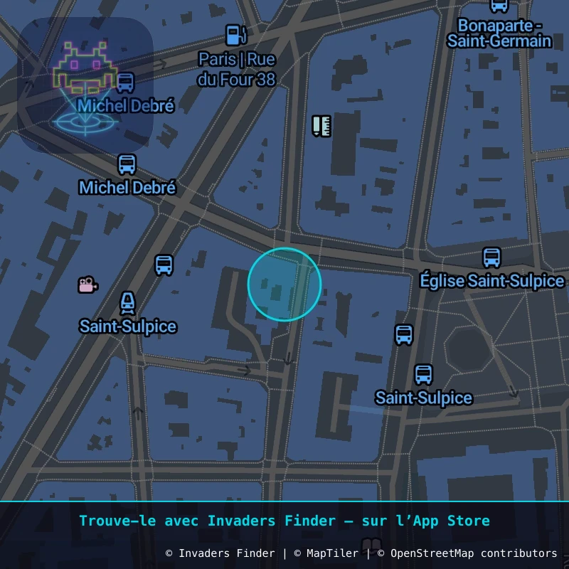 Zone approximative de l'invader PA_780, dans le quartier 6e arrondissement de Paris à Paris. Emplacement exact disponible dans l'app Invaders Finder.
