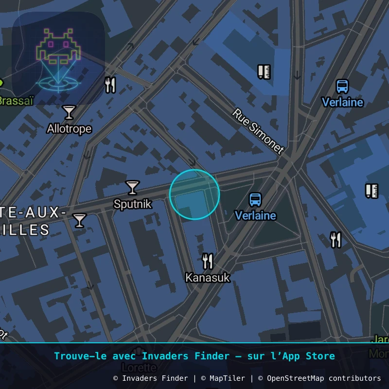 Zone approximative de l'invader PA_79, dans le quartier 13e arrondissement de Paris à Paris. Emplacement exact disponible dans l'app Invaders Finder.