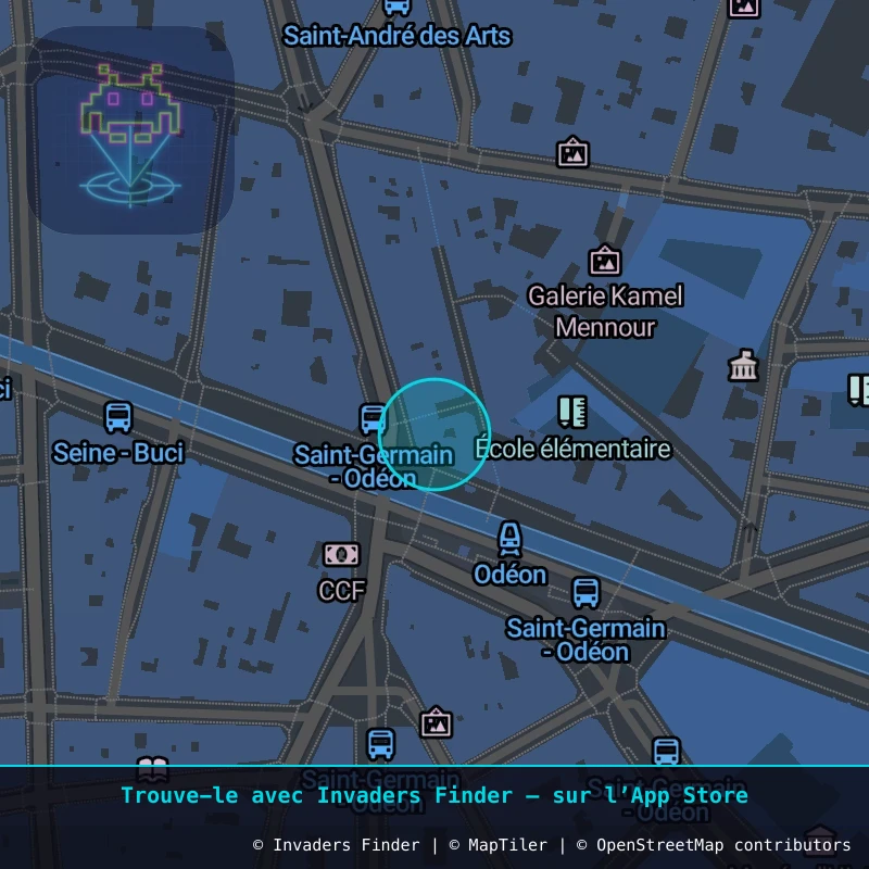 Zone approximative de l'invader PA_795, dans le quartier 6e arrondissement de Paris à Paris. Emplacement exact disponible dans l'app Invaders Finder.