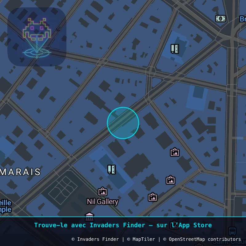 Zone approximative de l'invader PA_796, dans le quartier 3e arrondissement de Paris à Paris. Emplacement exact disponible dans l'app Invaders Finder.