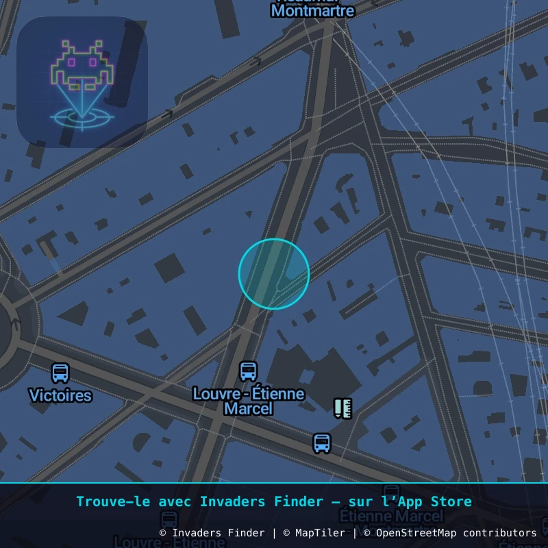 Zone approximative de l'invader PA_800, dans le quartier 2e arrondissement de Paris à Paris. Emplacement exact disponible dans l'app Invaders Finder.