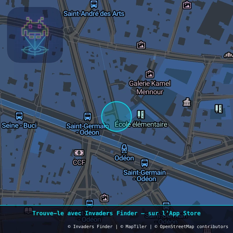 Zone approximative de l'invader PA_803, dans le quartier 6e arrondissement de Paris à Paris. Emplacement exact disponible dans l'app Invaders Finder.