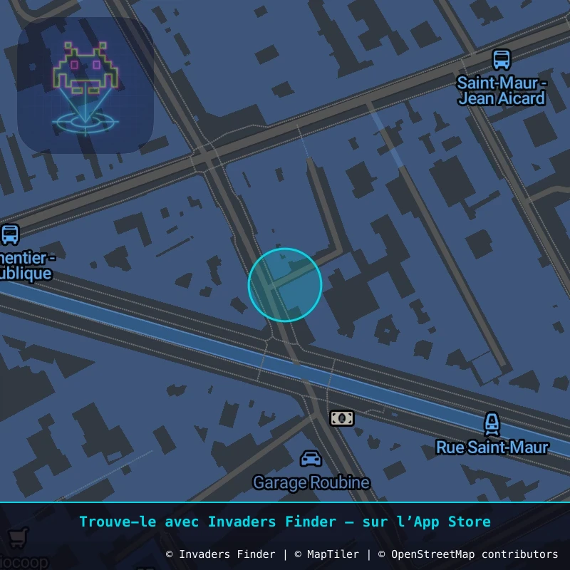 Zone approximative de l'invader PA_81, dans le quartier 11e arrondissement de Paris à Paris. Emplacement exact disponible dans l'app Invaders Finder.