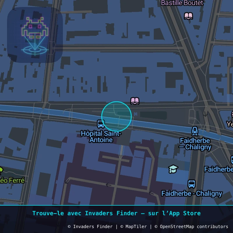Zone approximative de l'invader PA_811, dans le quartier 11e arrondissement de Paris à Paris. Emplacement exact disponible dans l'app Invaders Finder.