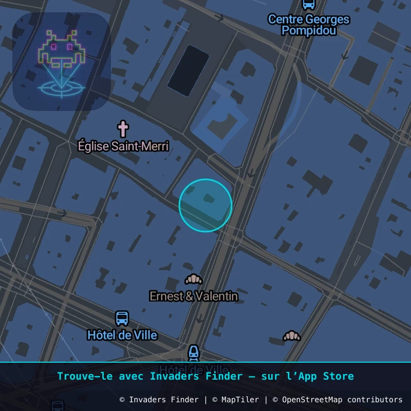 Zone approximative de l'invader PA_815, dans le quartier 4e arrondissement de Paris à Paris. Emplacement exact disponible dans l'app Invaders Finder.