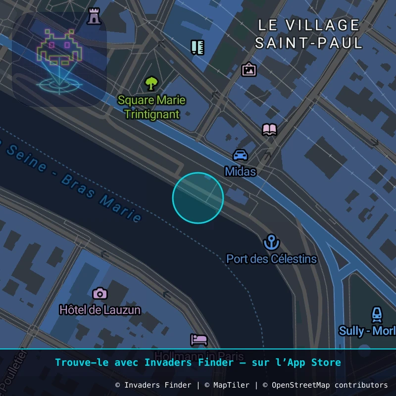 Zone approximative de l'invader PA_816, dans le quartier 4e arrondissement de Paris à Paris. Emplacement exact disponible dans l'app Invaders Finder.