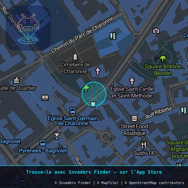 Zone approximative de l'invader PA_817, dans le quartier 20e arrondissement de Paris à Paris. Emplacement exact disponible dans l'app Invaders Finder.