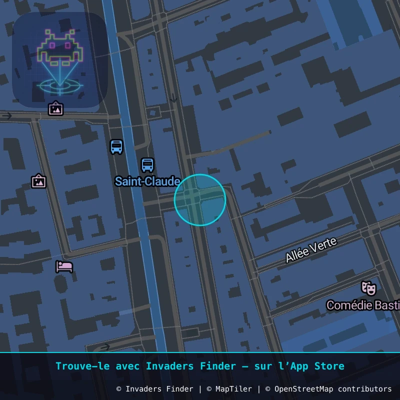 Zone approximative de l'invader PA_818, dans le quartier 11e arrondissement de Paris à Paris. Emplacement exact disponible dans l'app Invaders Finder.