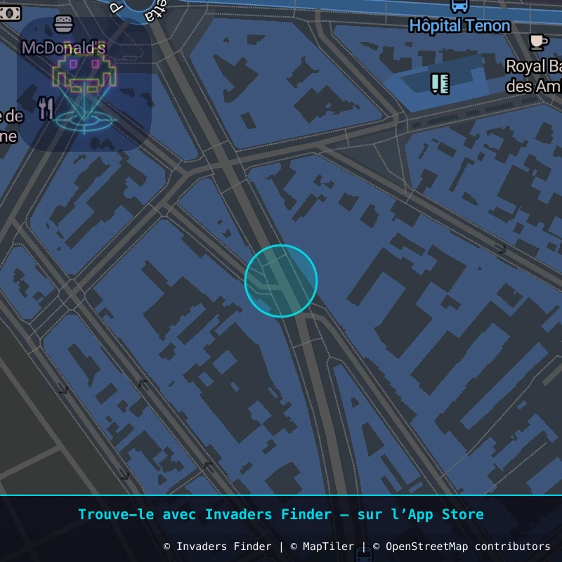 Zone approximative de l'invader PA_827, dans le quartier 20e arrondissement de Paris à Paris. Emplacement exact disponible dans l'app Invaders Finder.
