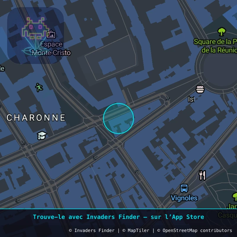 Zone approximative de l'invader PA_829, dans le quartier 20e arrondissement de Paris à Paris. Emplacement exact disponible dans l'app Invaders Finder.