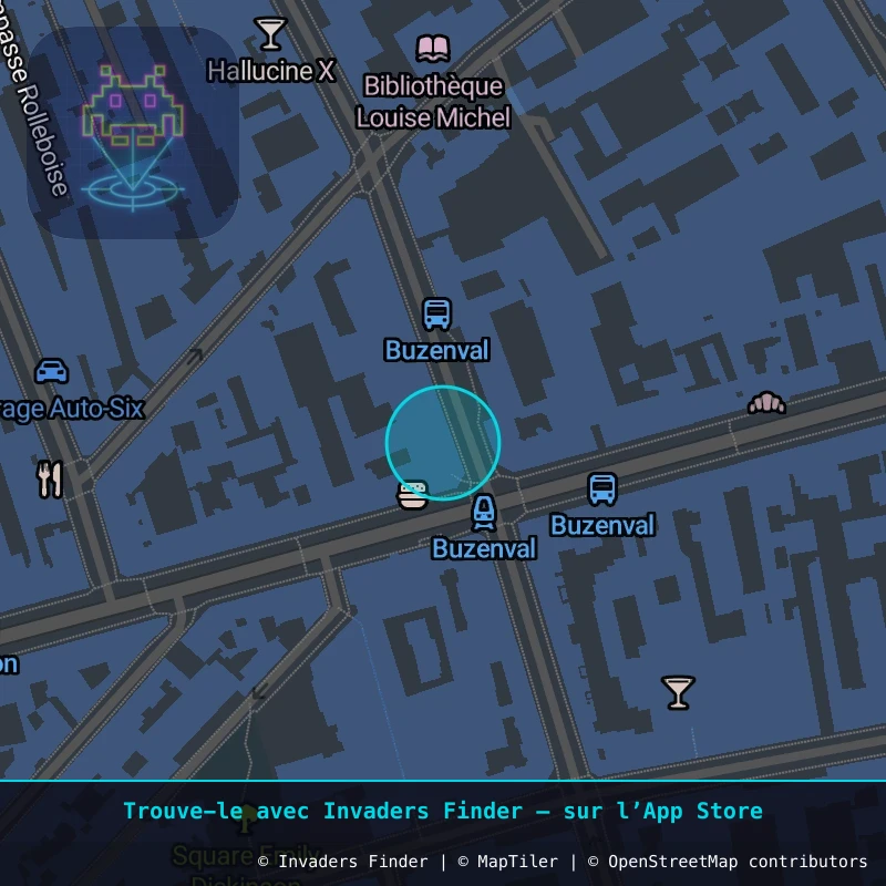 Zone approximative de l'invader PA_831, dans le quartier 20e arrondissement de Paris à Paris. Emplacement exact disponible dans l'app Invaders Finder.