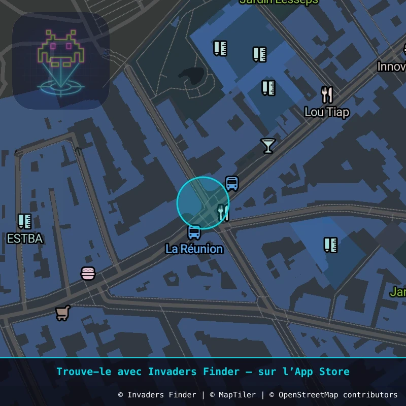 Zone approximative de l'invader PA_832, dans le quartier 20e arrondissement de Paris à Paris. Emplacement exact disponible dans l'app Invaders Finder.
