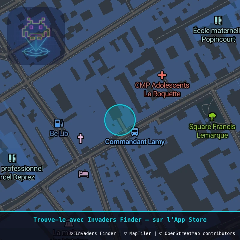 Zone approximative de l'invader PA_837, dans le quartier 11e arrondissement de Paris à Paris. Emplacement exact disponible dans l'app Invaders Finder.