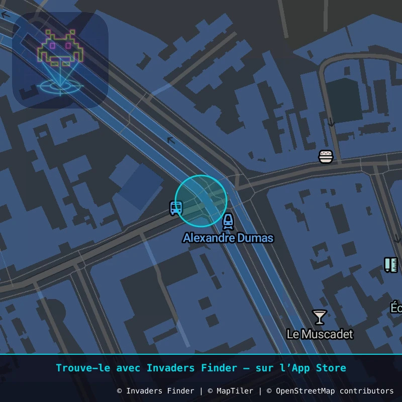 Zone approximative de l'invader PA_838, dans le quartier 11e arrondissement de Paris à Paris. Emplacement exact disponible dans l'app Invaders Finder.