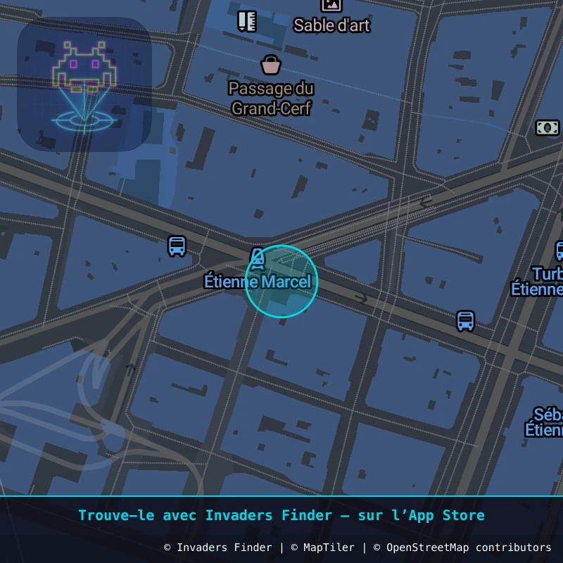Zone approximative de l'invader PA_840, dans le quartier 1er arrondissement de Paris à Paris. Emplacement exact disponible dans l'app Invaders Finder.